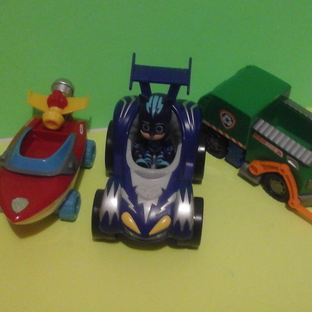Pj masks & paw patrol kids toy car boat bundle